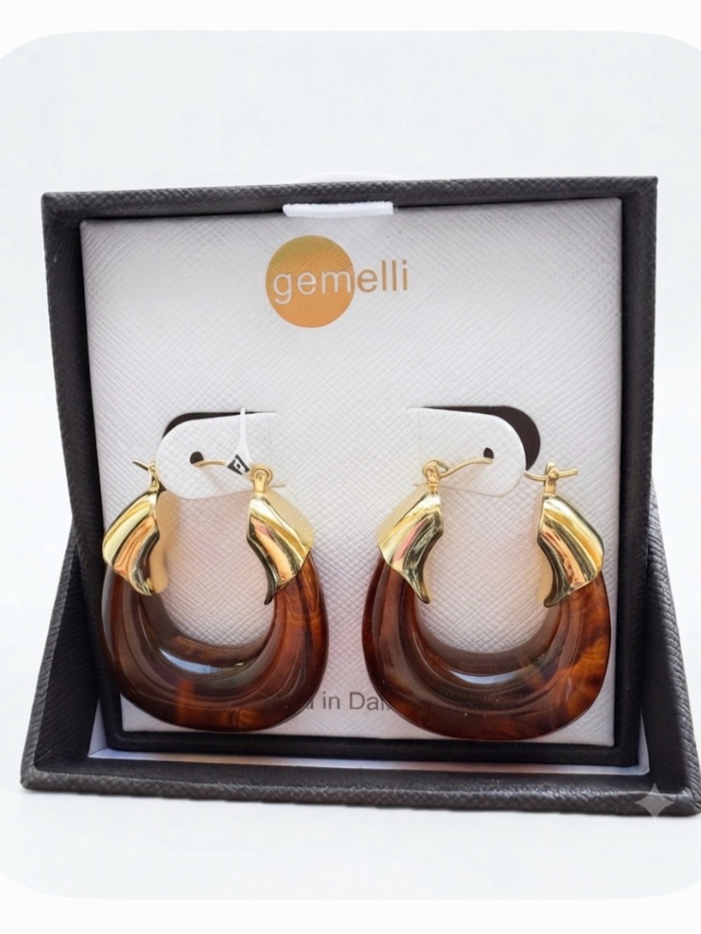 NWT ⚜️🤎⚜️ Gemelli Gorgeous Gold and Brown Toned Hoop Earrings